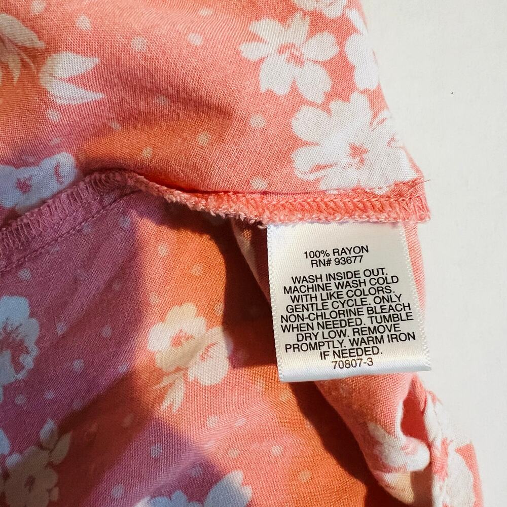 Peyton & Parker Floral Short Sleeve Button Front Midi Dress Size M Medium Coral - Picture 4 of 7